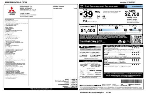 2024 Mitsubishi Mirage ES