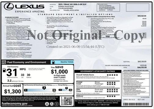 2021 Lexus NX 300h