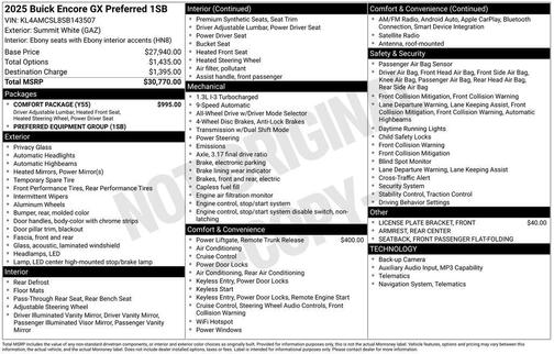 Summit White 2025 Buick Encore GX Preferred
