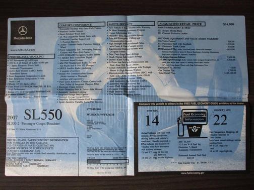 2007 Mercedes-Benz SL-Class SL 550 2dr Convertible