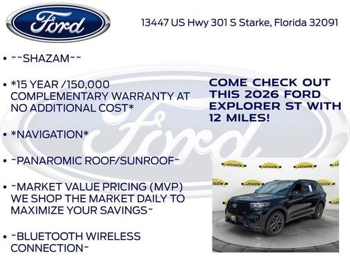 Agate Black Metallic 2026 Ford Explorer ST