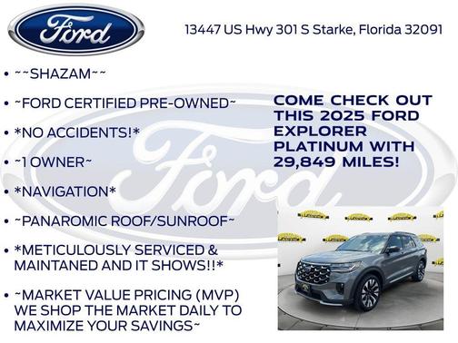 Gray Metallic 2025 Ford Explorer Platinum