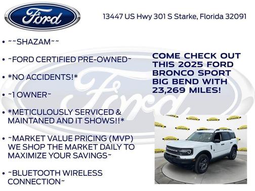 Oxford White 2025 Ford Bronco Sport Big Bend