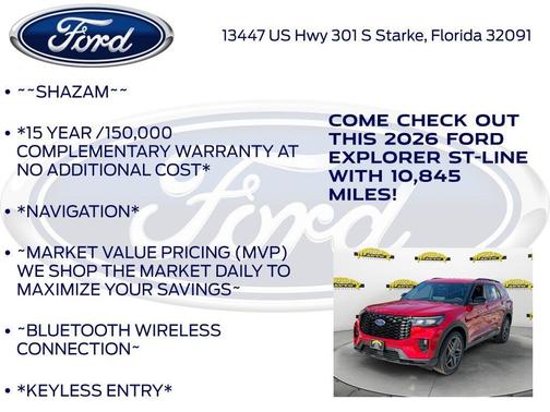 Rapid Red Metallic Tinted Clearcoat 2026 Ford Explorer ST-Line