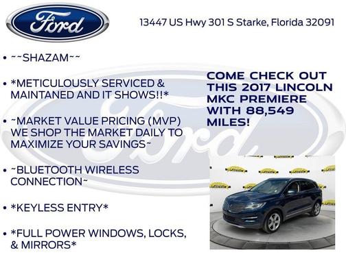 Sapphire Blue Metallic 2017 Lincoln MKC Premiere