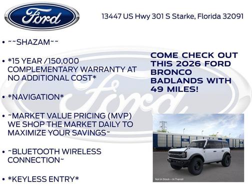 Oxford White 2026 Ford Bronco Badlands