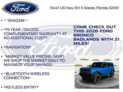 Velocity Blue Metallic 2026 Ford Bronco Badlands