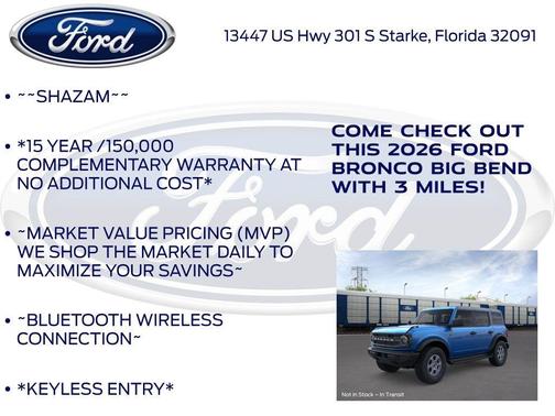 Velocity Blue Metallic 2026 Ford Bronco Big Bend
