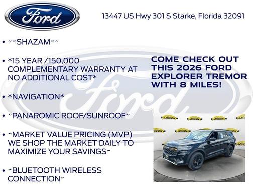 Agate Black Metallic 2026 Ford Explorer Tremor