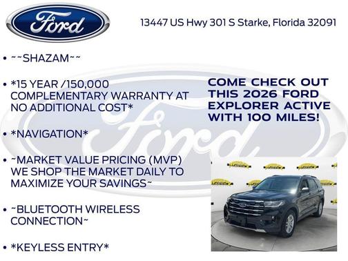Agate Black Metallic 2026 Ford Explorer Active