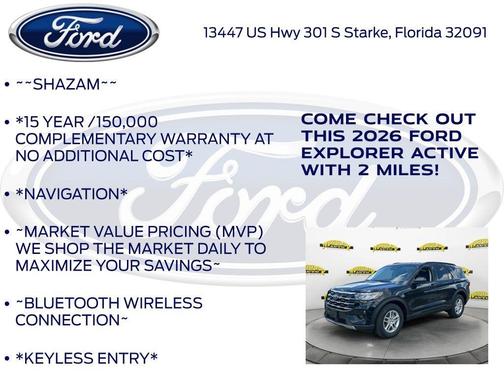 Agate Black Metallic 2026 Ford Explorer Active