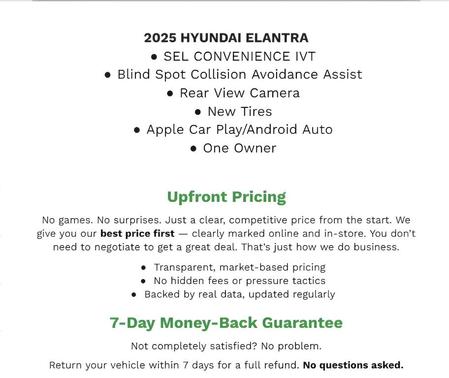 2025 Hyundai ELANTRA SEL Convenience