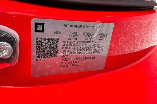 2020 Chevrolet Corvette Stingray w/3LT