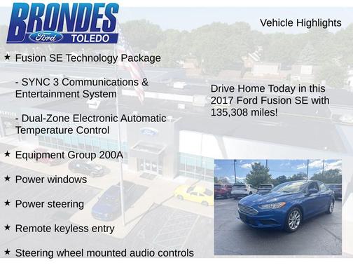 Lightning Blue 2017 Ford Fusion SE