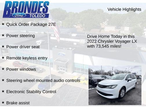 Bright White Clearcoat 2022 Chrysler Voyager LX