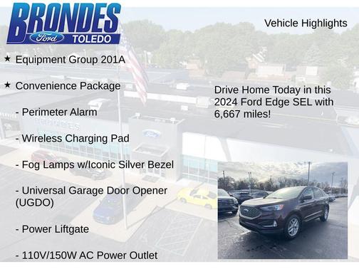 Burgundy 2024 Ford Edge SEL