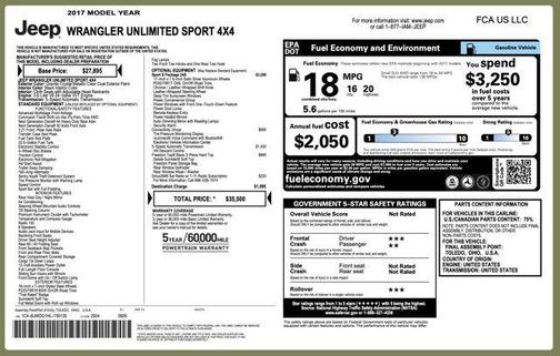 2017 Jeep Wrangler Unlimited Sport