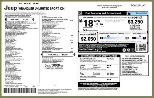 2017 Jeep Wrangler Unlimited Sport