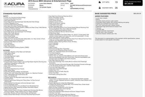 2019 Acura MDX 3.5L w/Advance & Entertainment Pkgs