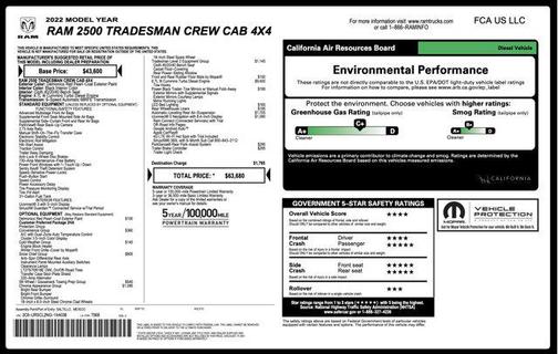 2022 RAM 2500 Tradesman Crew Cab 4x4 6'4' Box