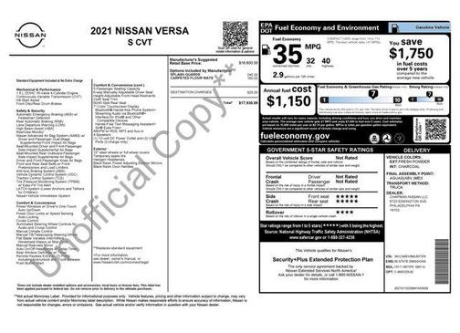 2021 Nissan Versa 1.6 S