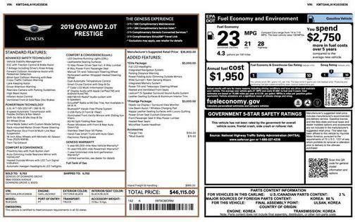 2019 Genesis G70 2.0T Advanced