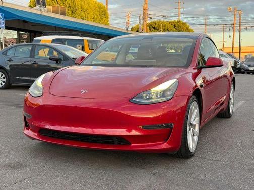 Red 2022 Tesla Model 3 Base