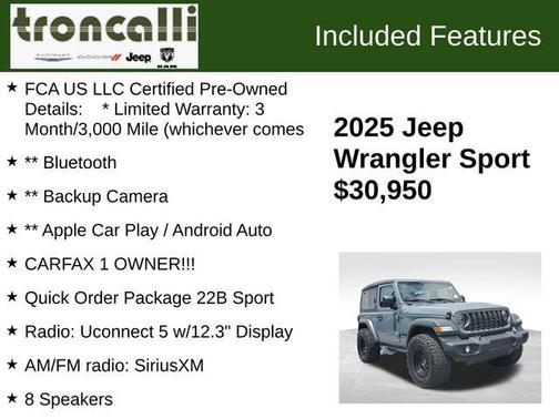 Anvil Clearcoat 2025 Jeep Wrangler Sport
