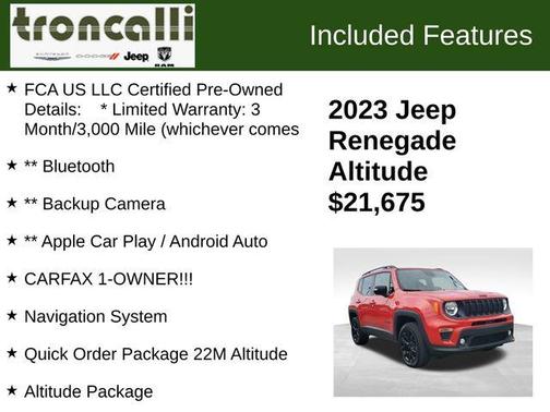 Colorado Red Clearcoat 2023 Jeep Renegade Altitude