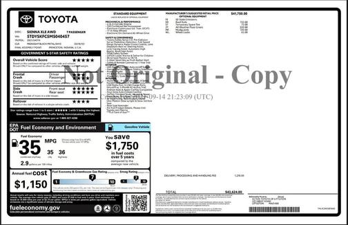 2021 Toyota Sienna XLE 7 Passenger