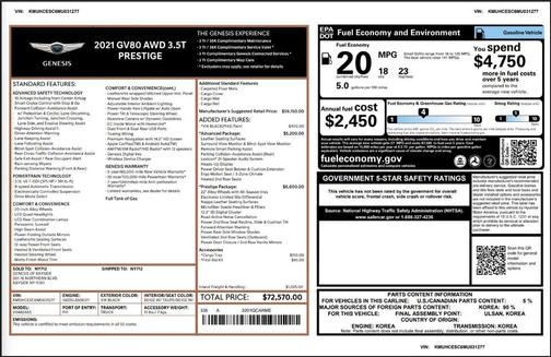 2021 Genesis GV80 3.5T