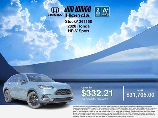 Pearl 2026 Honda HR-V Sport