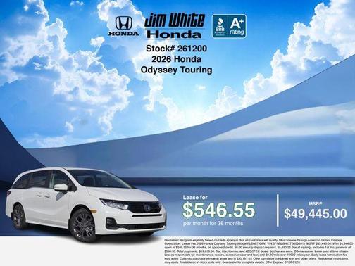 Platinum White Pearl 2026 Honda Odyssey Touring