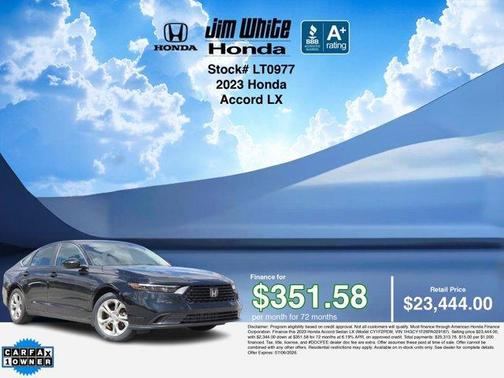 Crystal Black Pearl 2023 Honda Accord LX
