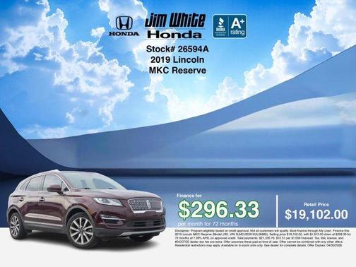 Burgundy Velvet Metallic Tinted Clearcoat 2019 Lincoln MKC Reserve