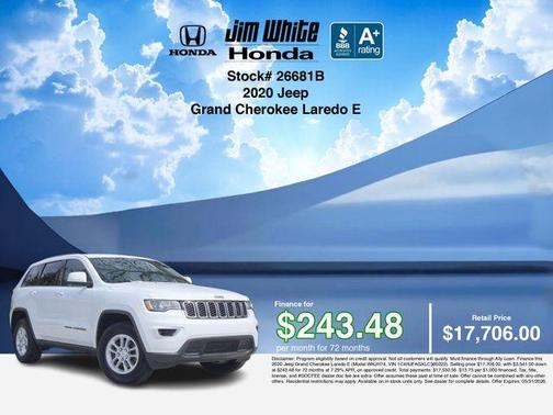 Bright White Clearcoat 2020 Jeep Grand Cherokee Laredo E