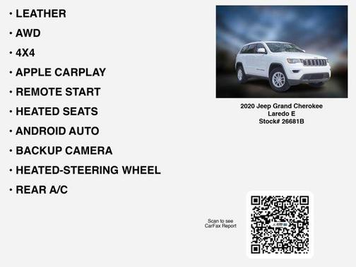 Bright White Clearcoat 2020 Jeep Grand Cherokee Laredo E