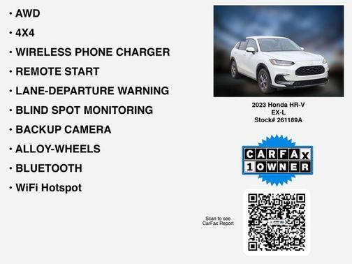Platinum White Pearl 2023 Honda HR-V EX-L