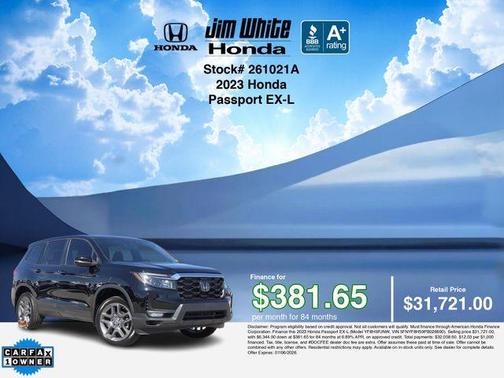 Crystal Black Pearl 2023 Honda Passport EX-L