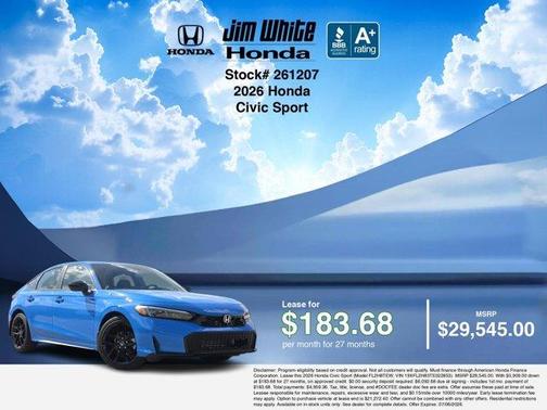Boost Blue Pearl 2026 Honda Civic Sport