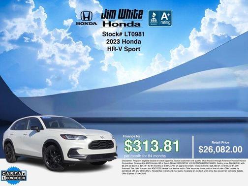 Platinum White Pearl 2023 Honda HR-V Sport