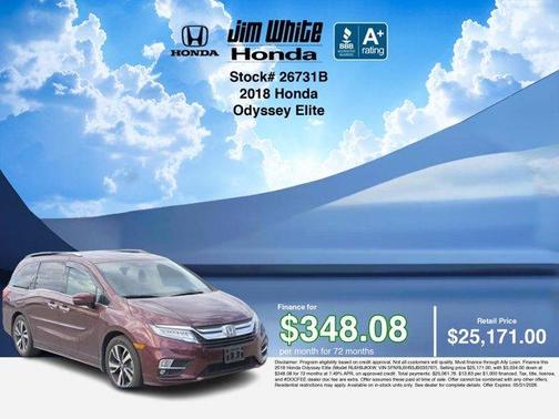 Deep Scarlet Pearl 2018 Honda Odyssey Elite