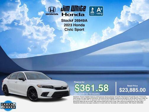 Platinum White Pearl 2023 Honda Civic Sport