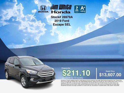 Agate Black Metallic 2019 Ford Escape SEL