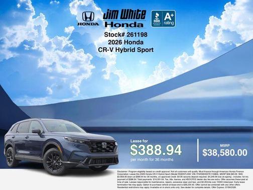 Blue 2026 Honda CR-V Hybrid Sport