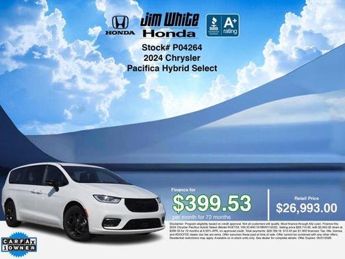 Bright White Clearcoat 2024 Chrysler Pacifica Hybrid Select