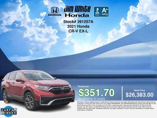 Radiant Red Metallic 2021 Honda CR-V EX-L