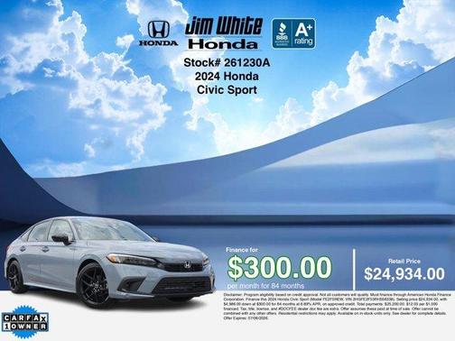 Sonic Gray Pearl 2024 Honda Civic Sport