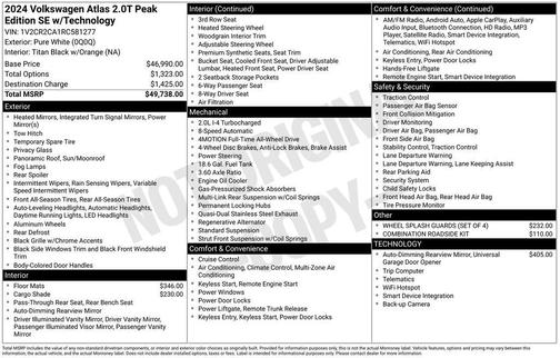 2024 Volkswagen Atlas 2.0T SE w/Technology 4MOTION