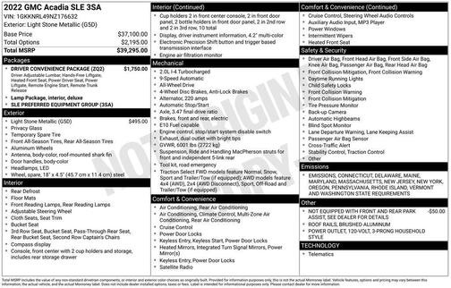 2022 GMC Acadia AWD SLE